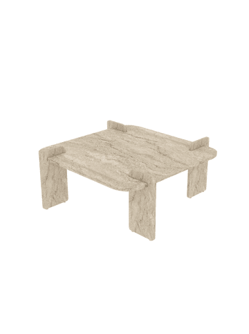 CALICOSY Couchtisch NOMA in Travertin - (W) 90 x (H) 35 x (L) 90 cm