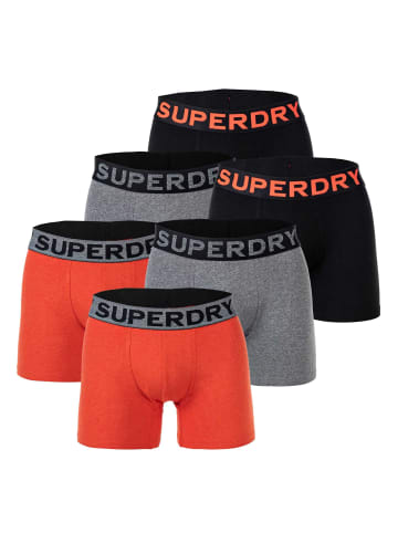 Superdry Boxershort 6er Pack in Schwarz/Grau/Orange