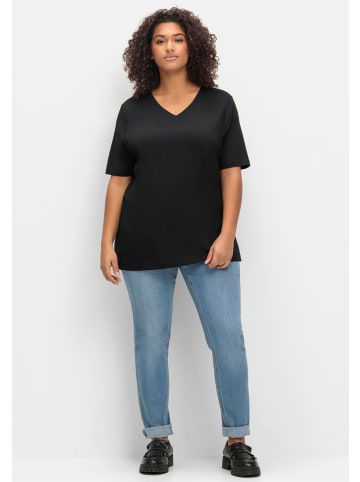 sheego T-Shirt in schwarz
