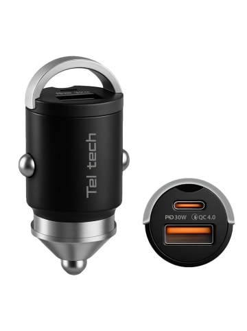 Wisam Teltech Kfz-Ladegerät USB / USB-C 30W QC PD Schwarz TCC-01