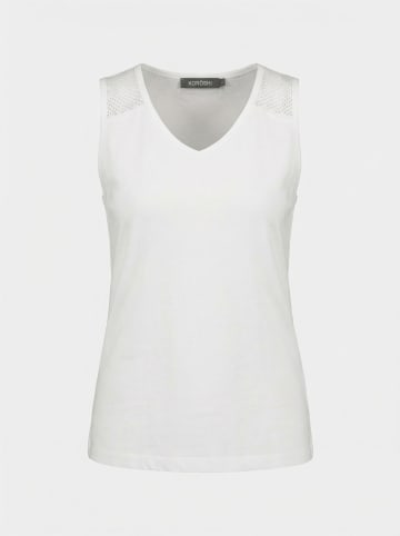 KOROSHI Damen-Tanktop mit Glitzer in weiß