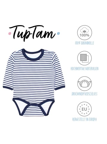 TupTam Unisex Langarm Body mit Aufdruck Spruch 5er Pack in blau/grau