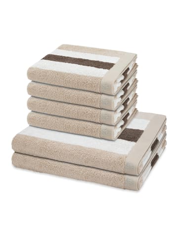 Ross 4 X Handtuch 2 X Duschtuch im Set Doubleface Stripes in Beige