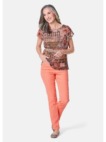 GOLDNER Ultraleichte Druckbluse aus reiner Baumwolle in papaya / gemustert