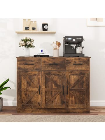 COSTWAY Sideboard Küchenschrank mit 3 Schubladen in Braun
