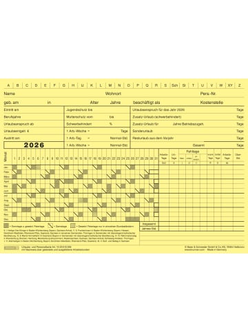 BRUNNEN Urlaubskarte A5quer gelb Packung mit 100 Stück 2026