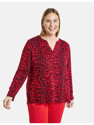 SAMOON Bluse Langarm in Power Red gemustert