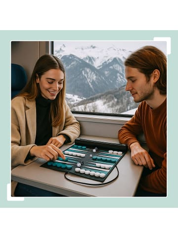 relaxdays Backgammon in Schwarz/ Türkis