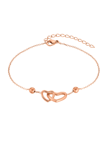 Steel_Art Fußkette mit Herzen Meredith silberfarben poliert in rosegoldfarben