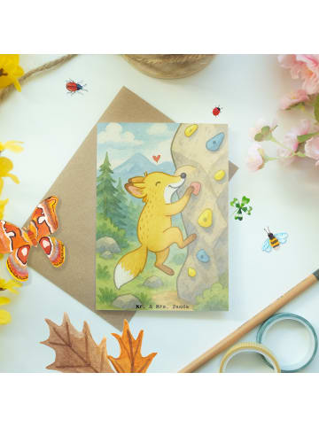 Mr. & Mrs. Panda Grußkarte Fuchs Bouldern Design ohne Spruch in Weiß