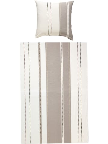 Janine Seersucker Bettwäsche in kiesel-weiß