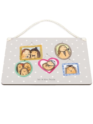 Mr. & Mrs. Panda Schild Igel Familie ohne Spruch in Grau Pastell