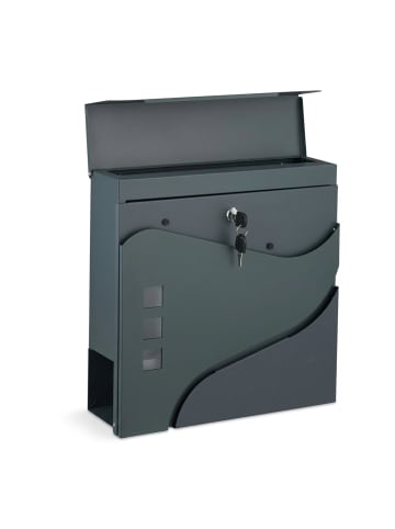 relaxdays Briefkasten in Anthrazit - (B)37 x (H)37 x (T)11 cm