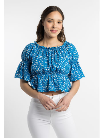 myMo Damen Bluse Mit Herzchenprint in Blau