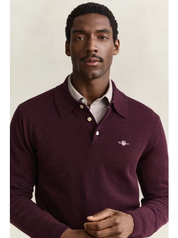 Gant Strickpoloshirt in aubergine - 0003