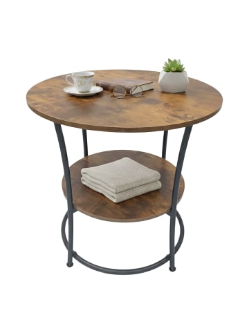relaxdays Beistelltisch in Dunkelbraun/ Schwarz - (H)55 x Ø 55 cm