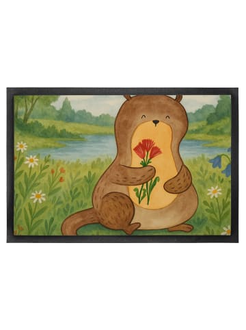 Mr. & Mrs. Panda Fußmatte Otter Blumenstrauß Design ohne Spruch in Weiß