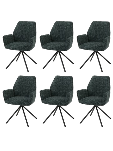 MCW 6er-Set Esszimmerstuhl G67, Gestell schwarz, dunkelgrün