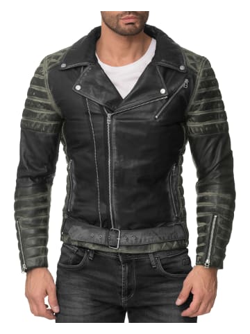 Reichstadt Herren Slim Fit Echtleder Jacke in Fungi Green