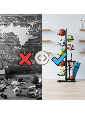 relaxdays Ballständer in Schwarz - (B)58 x (H)146 x (T)23,5 cm