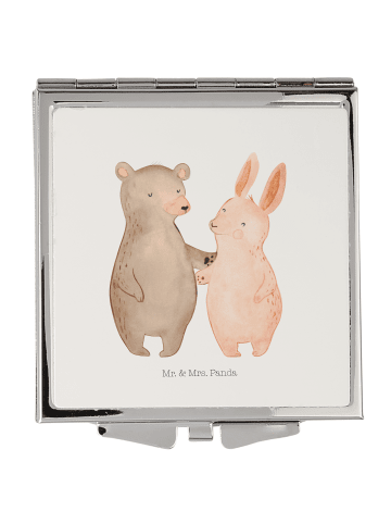 Mr. & Mrs. Panda Handtaschenspiegel quadratisch Bär und Hase Uma... in Weiß