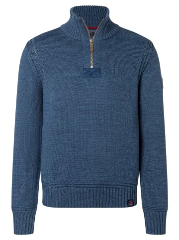 Timezone Hochwertiger Strickpullover mit Reißverschluss-Details in Blau