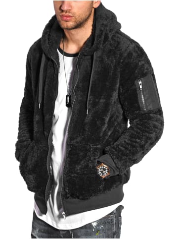 behype Sweatjacke Teddy-Zip in schwarz