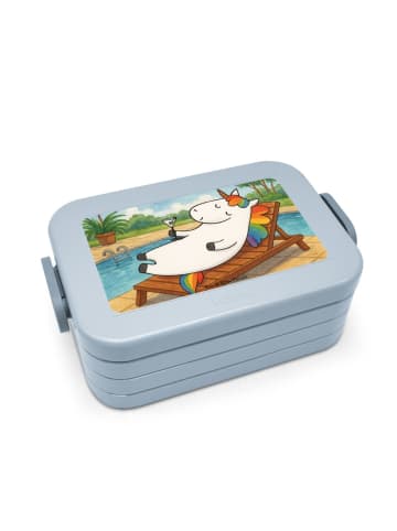 Mr. & Mrs. Panda Snackbox Einhorn Blümchentail Design ohne Spruch in Blau Pastell