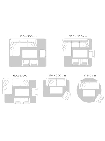 Beliani Kurzflor ERCIS in Grau/Schwarz - (W) 200 x (H) 1.2 x (L) 200 cm