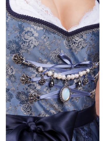 Edelnice Midi Dirndl 2-teilig Stehkragen Adriana in blau