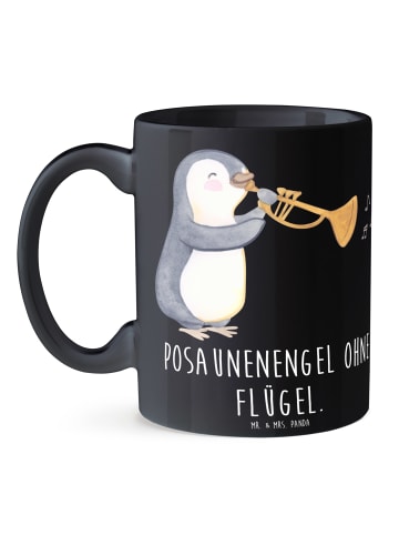 Mr. & Mrs. Panda Tasse Engel Posaune mit Spruch in Schwarz