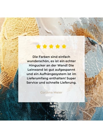 MuchoWow Leinwand bilder Abstrakte Kunst gold blau (BxH)