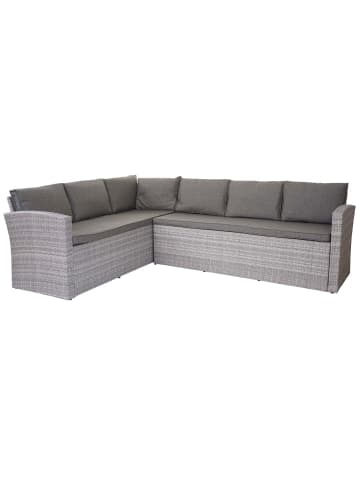 MCW Poly-Rattan Sofa-Garnitur A29 aus zwei 3er-Sofas, Hellgrau Kissen grau