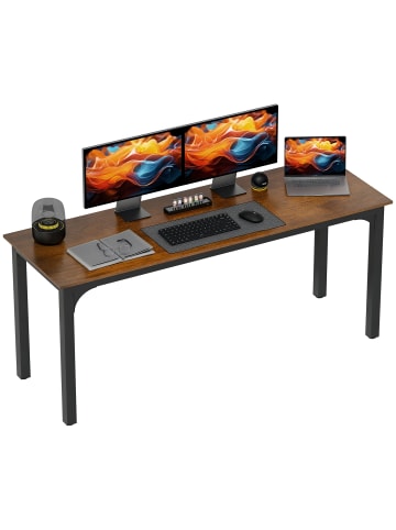 HOMCOM Schreibtisch-180L x 60B x 75H cm-Rustikal-Braun