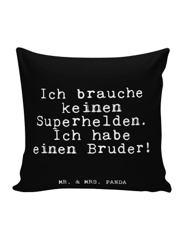 Mr. & Mrs. Panda 40 x 40 Kissen Ich brauche keinen Superhelden..... in Schwarz