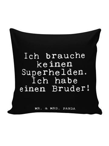 Mr. & Mrs. Panda 40x40 Kissen Ich brauche keinen Superhelden....... in Schwarz