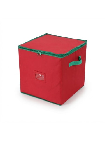 relaxdays Weihnachtskugel-Aufbewahrungsbox in Rot/ Grün - (B)33 x (H)33 x (T)33 cm