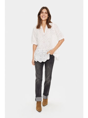 SAINT TROPEZ Bluse kurzarm GeleksaSZ Gerade Passform in Ice