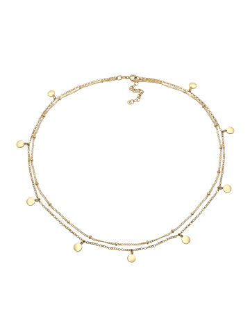Elli Halskette 925 Sterling Silber Geo, Kugel, Plättchen in Gold