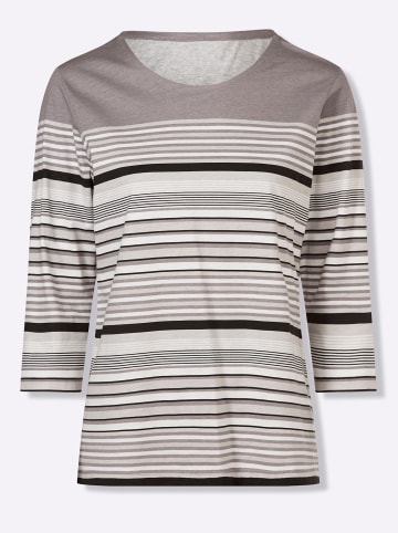 Sieh an! 3/4-Arm-Shirt in grau-ecru-geringelt