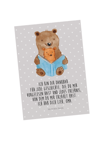 Mr. & Mrs. Panda Fotokarte Bären Buch mit Spruch in Grau Pastell