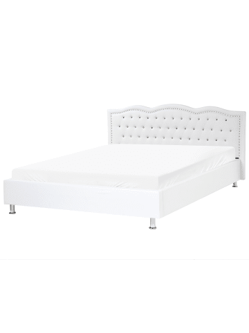 Beliani 2-tlg Doppelbett METZ in Weiß/Silber