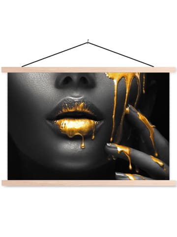 MuchoWow Poster mit Leiste Gesicht gold schwarz  (BxH)