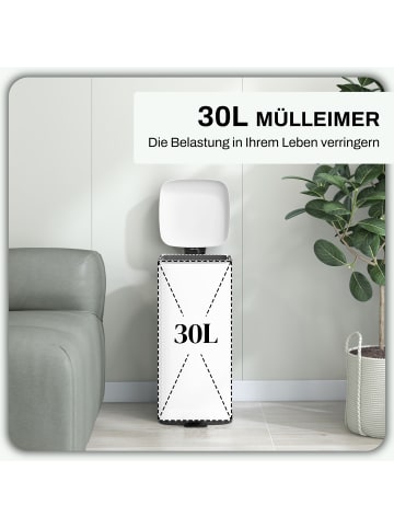 HOMCOM Mülleimer in Weiß 28L x 35B x 63,5H cm