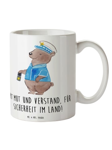 Mr. & Mrs. Panda Tasse Polizist Mut Verstand mit Spruch in Weiß