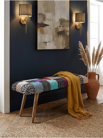 KADIMA DESIGN Sitzbank Samt / Massivholz Bank 117x51x38 cm Bettbank Patchwork,