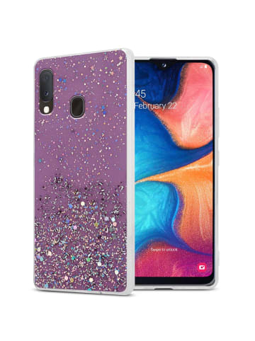 cadorabo Hülle für Samsung Galaxy A10e / A20e Glitter in Lila mit Glitter