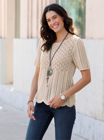 WITT WEIDEN Ajourpullover in sesam-ecru-meliert