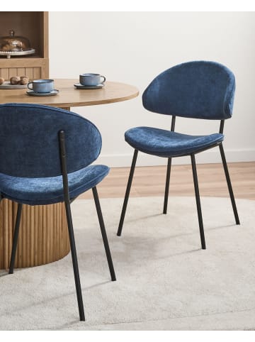 Beliani 2er-Set Esszimmerstuhl KIANA in Blau/Schwarz