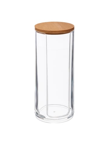 5five Simply Smart Wattepadspender SELENA, Bambus-Deckel in Transparent, Ø 7,5 cm